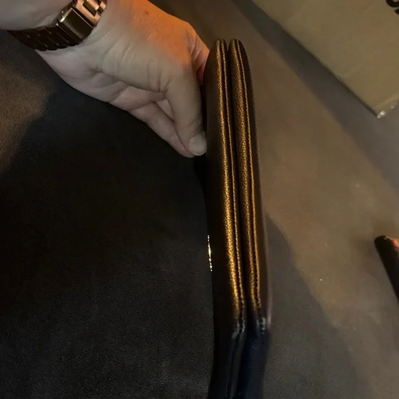 Coach Dark Navy Metalic Textured Leather Wristlet - Picture 5 of 8